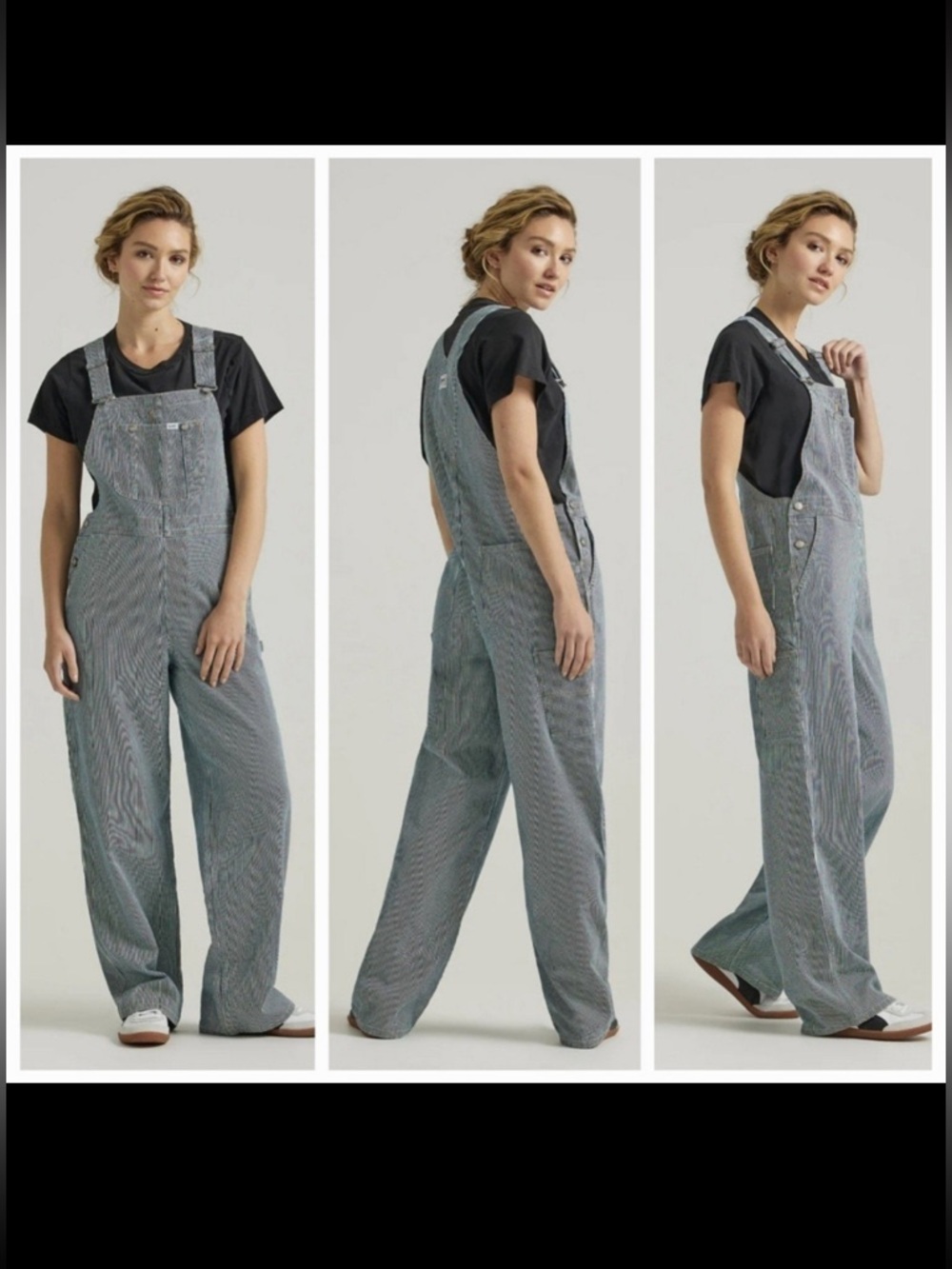 LEE WOMEN'S BIB DENIM OVERALLS IN RAILROAD STRIPE - WOMEN'S SIZE XL